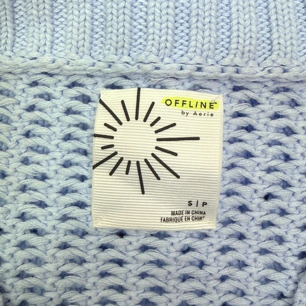 Offline by aerie Cropped Crochet Knit V-Neck Summer Sweater - Size Small - Picture 5 of 5